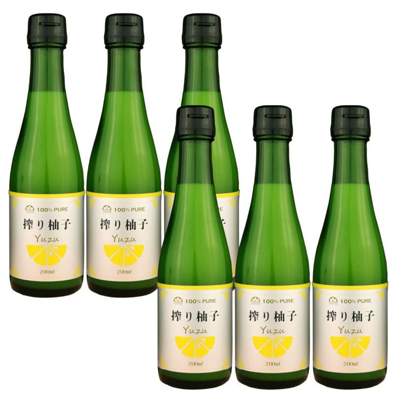  搾り柚子（200ml）6本（柚子果汁100％）無添加,搾り果汁100%,焼酎,ウイスキー,割り材,オリジナルサワー