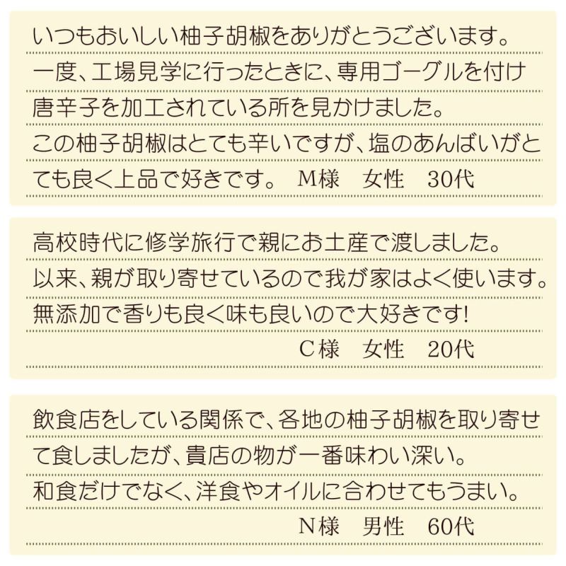 柚子胡椒（90g）6本|お客様のお声